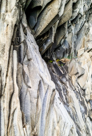 Amazing basalt rock structures at Endless Black Beach of Iceland