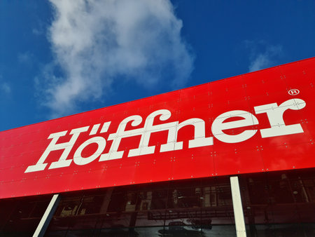 Kiel, Germany - 02. February 2024: The entrance to a large branch of the Hoeffner brand furniture store in Germanyのeditorial素材