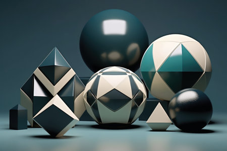 Various geometric shapes in 3Dの素材