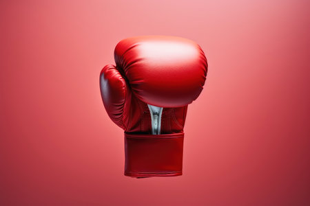 A close up of a red boxing gloveの素材