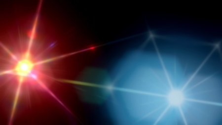 Abstract background showing emanating light rays and lens flares creating vivid visual effects