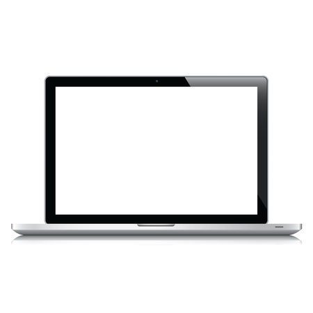 Modern glossy laptop isolated on white のイラスト素材