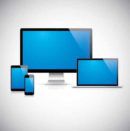 Realistic tablet, laptop, smartphone and display set vector eps10のイラスト素材