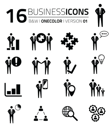 Business icon set isolated on white vector  silhouettesのイラスト素材