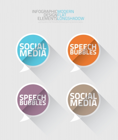Social media speech bubbles long shadow vectorのイラスト素材