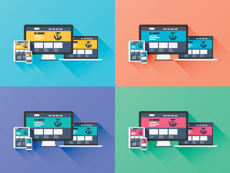 Web designing development vector computer icons in flat styleのイラスト素材