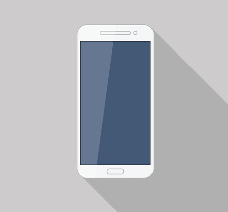 Flat white mobile phone modern stylish long shadow のイラスト素材