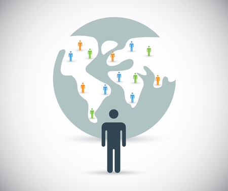 Building social media network and finding new contacts vector conceptのイラスト素材