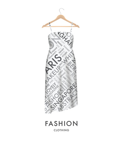 Woman fashion dress with fashionable text typography Easy to edit のイラスト素材