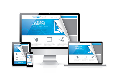 Responsive web design vector with realistic electronic devices