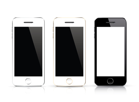 Three isolated smart phone vector  Black and white smartphone isolations with realistic design のイラスト素材