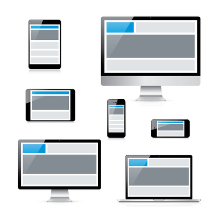 Modern isolated electronic devices with responsive web design gridのイラスト素材
