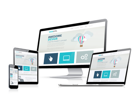 Awesome responsive web design development side displaysのイラ …