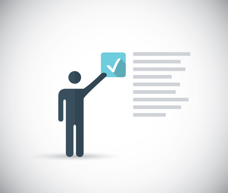 Illustration man taking internet survey for money or checklistのイラスト素材
