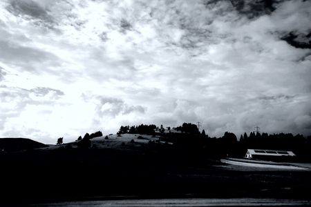 A typical field landscape scene of south west Germany, black & white shot with dramatic exposureの写真素材