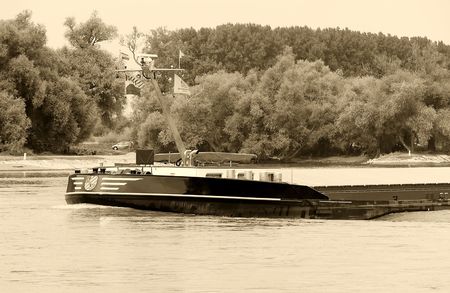A series of black and white sepia-toned harbour impressionsの写真素材