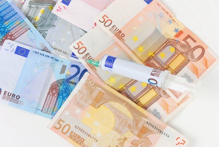 An allegoric photo dealing with the worldwide crash of financial marketsの写真素材