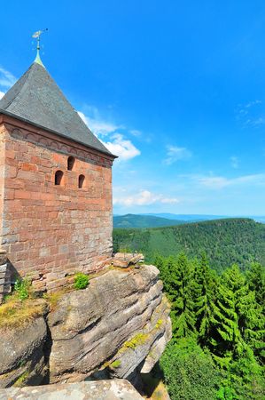 View of Sainte Odile Monastery above Lorraine county, Franceの写真素材