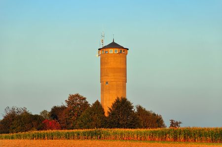 A German water tower on the Swabian Alb, Baden-Wuerttemberg, Germanyの写真素材
