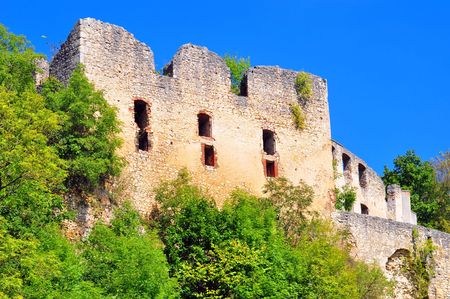 Castle Schuelzburg near Anhausen, Big Lauter Valley, Swabian Alb, Baden-Wuerttemberg, Germanyの写真素材