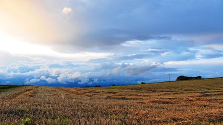 An autumn field on the heights of the Swabian Alb, Baden-Wuerttemberg, Germany