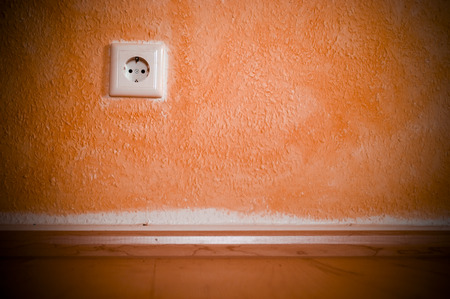 Power plug in a wallの写真素材