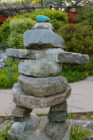 An inuksuk  or cairn  in a park, marking a trail の写真素材