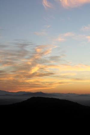 Dawn over the foothills of the Sierra Madre Occidental range near Mazatlan, Mexicoの写真素材
