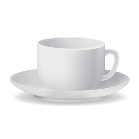 Vector illustration of white cup isolated on white background.のイラスト素材