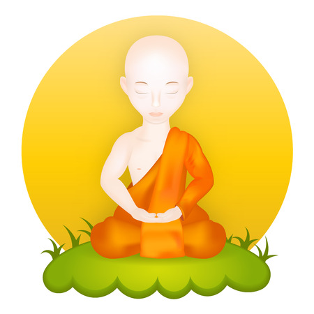 Buddhist Monk in meditation pose. Vector Illustration. Vector iconのイラスト素材