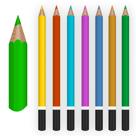 Set of realistic colored pencils on white background.のイラスト素材