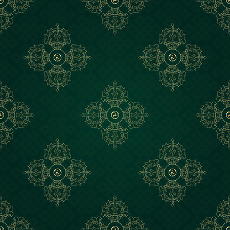 Vajra and endless knot, background pattern in vector. Buddhist symbols. Symbols wisdom & enlightenment. Nepal, Tibet.のイラスト素材