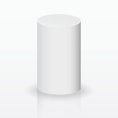 Realistic 3D White Cylinder. Cylinder on white background. Vector illustration.のイラスト素材
