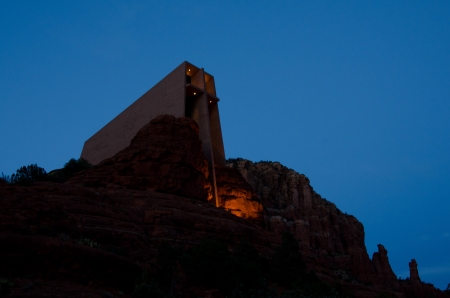 Chapel of the Holy Cross at Nightの写真素材