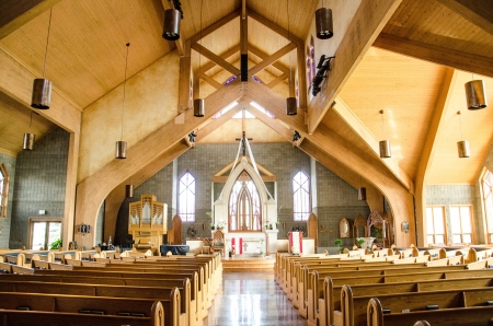 Beautiful sanctuary of St  Mary s Catholic Church in Park City, Utahのeditorial素材