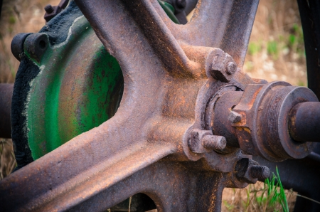 Rusty, old ranch equipment remnant on Antelope Isalnd's Fielding Garr Ranch, Great Salt Lake, Utahのeditorial素材