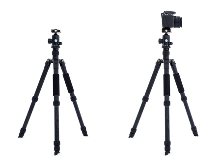 Camera tripod with and without DSLR cameraの写真素材