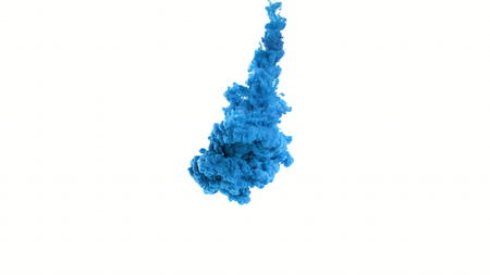 Blue ink spreading downward in water. Great footage for animated projects or visual effects composites. Make incredible videos that feature an organic look. Use for backgrounds or overlays requiring a stylish and painterly look.の写真素材