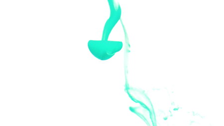 Turquoise ink spreading downward in water. Use for backgrounds or overlays requiring a flowing and organic look. Amazing video asset for motion graphics projects or VFX composites.の写真素材