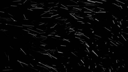 Several snow particles falling down over a black background that you can use as an overlay to add on top of your videos by changing the blending mode. Perfect for your holiday projects.の写真素材