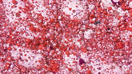 Bright Collors Bubbles Slow Motion Oil Ink. Fantastic structure of colorful bubbles. Chaotic motion....