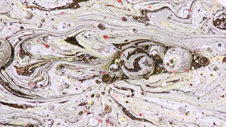 Bright Collors Bubbles Slow Motion Oil Ink. Fantastic structure of colorful bubbles. Chaotic motion....