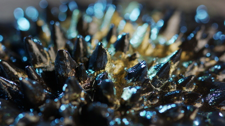 The natural phenomenon of magnetism ferrofluidic substances under the action of a neodymium magnet...