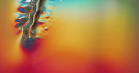 Pressed Vinyl Sheet. Depression of a metallic vinyl sheet, with bubble pockets forming on its surface.の写真素材