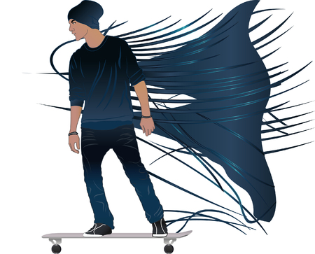 Illustration of skater in gradient.のイラスト素材