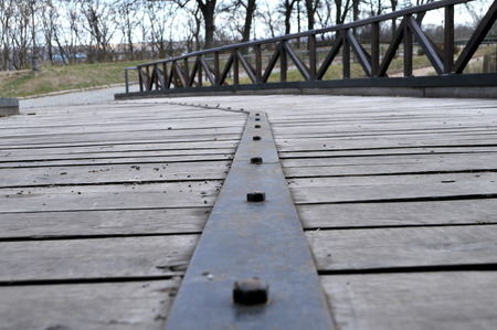The old bridge from the 18th century in good condition during the winter days on Petrovaradin Fortress, Novi Sad, Serbiaの写真素材