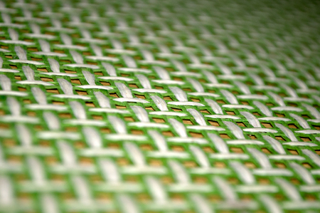 Green texture tablecloth on wooden table, Novi Sad, Serbiaの写真素材