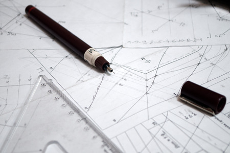 Drawing construction works, Novi Sad, Serbiaの写真素材