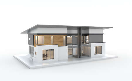 House on white background, 3d illustration, Home isolate.の写真素材