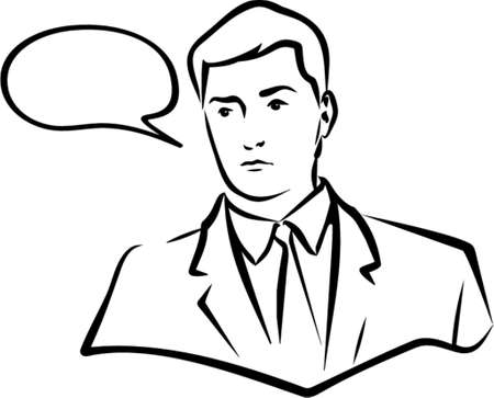 Vector Black & White Illustration of a Man speaking. You can easily change the color in this image the way you likeのイラスト素材